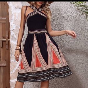 Geo Print Crisscross Dress